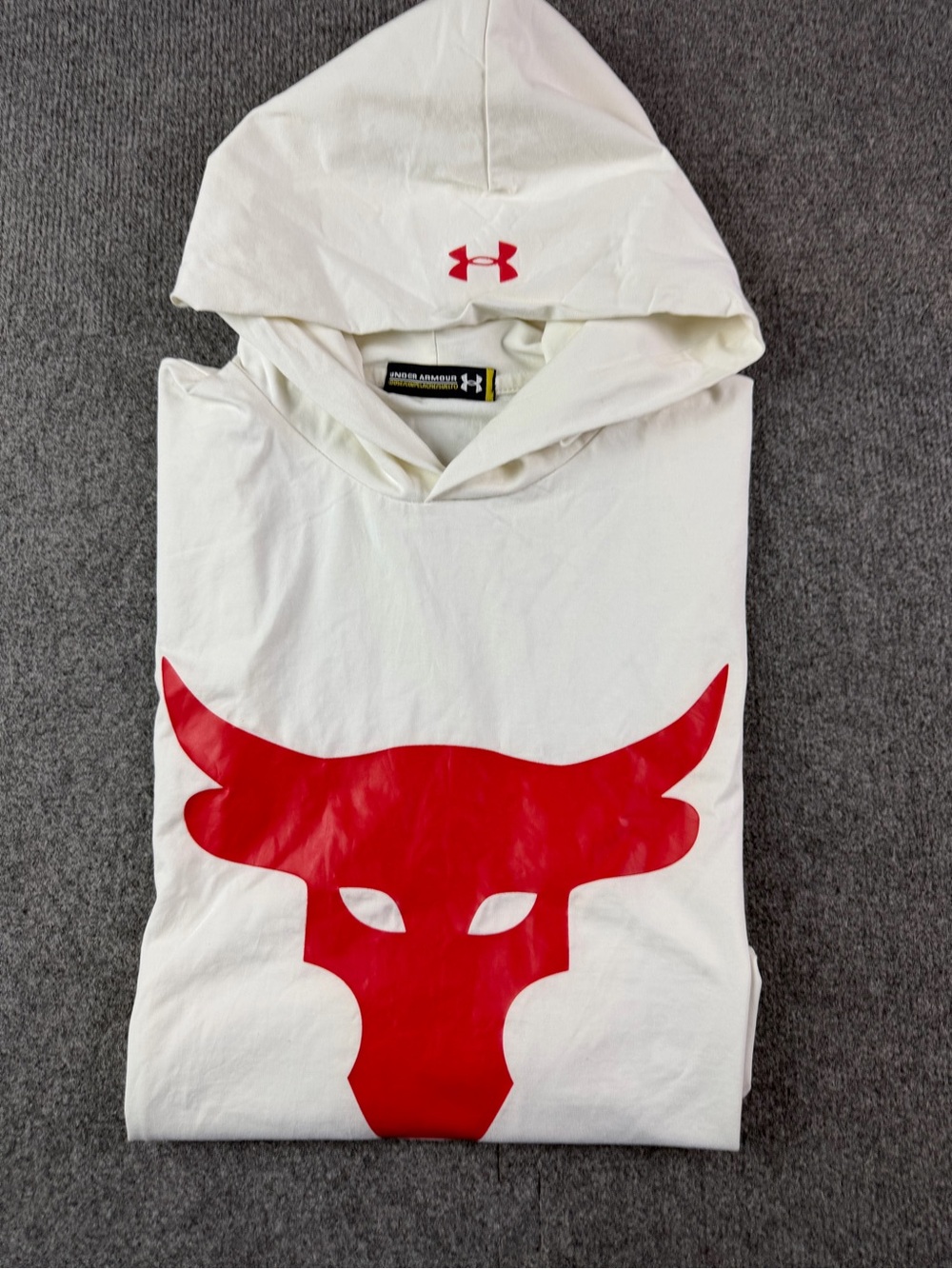 Under Armour Project Rock Sleeveless Tank Hoodie Size L White/Red
